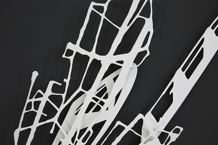 Alan Bur Johnson - Push the Sky 151 (detail), 2017, aluminum, white powder coat, 54 by 52.5 by 2.25 inches