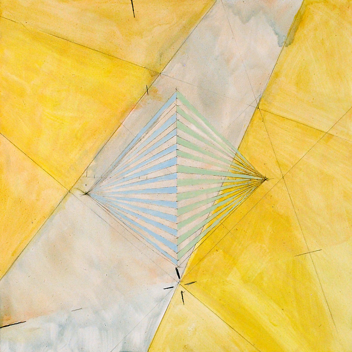 Angela Ellsworth - Pause IX (Out of yellow), 2017-2018, oil and graphite on board, 12 by 12 inches