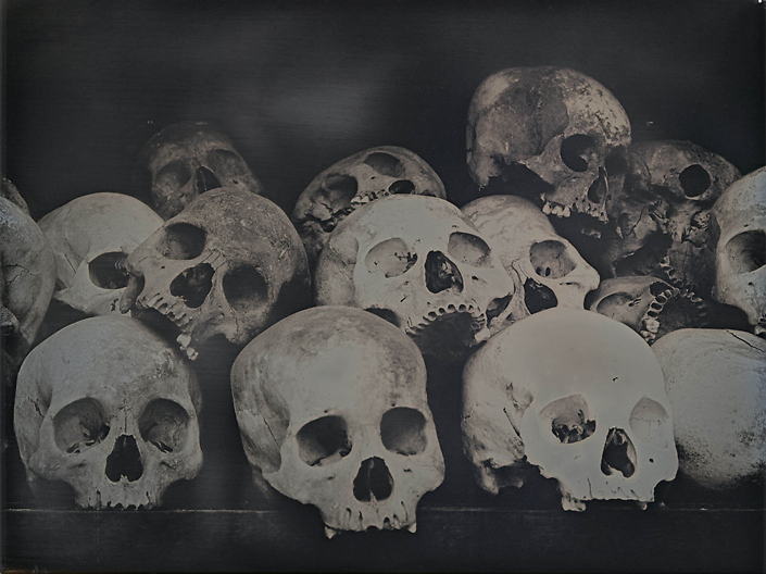 Binh Danh - Skulls of Choeung Ek, Cambodia, 2015, daguerreotype, 9.5 by 12 inches framed