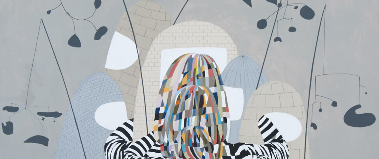 Carrie Marill - Calder Crowd (SOLD), 2014, acrylic and graphite on linen, 38 by 44 inches