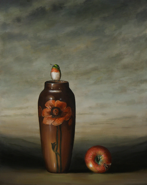David Kroll - Vase and Apple (SOLD), 2009, oil on linen, 20 by 16 inches
