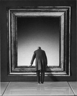 Gilbert Garcin - 169 - L'attraction du vide (The lure of the void), 2001, gelatin silver print, 12 by 8 inches, 16 by 12 inches, or 24 by 20 inches