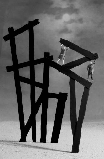 Gilbert Garcin - 269 - La Tour de Babel (d’après Franz Kline) (The Tower of Babel (after Franz Kline)), 2004, gelatin silver print, 12 by 8 inches, 16 by 12 inches, or 24 x 20 inches