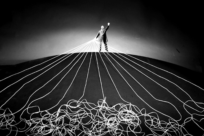Gilbert Garcin - 374 - Maitre du monde (The master of the world), 2008, gelatin silver print, 8 by 12 inches, 12 by 16 inches, or 20 by 24 inches