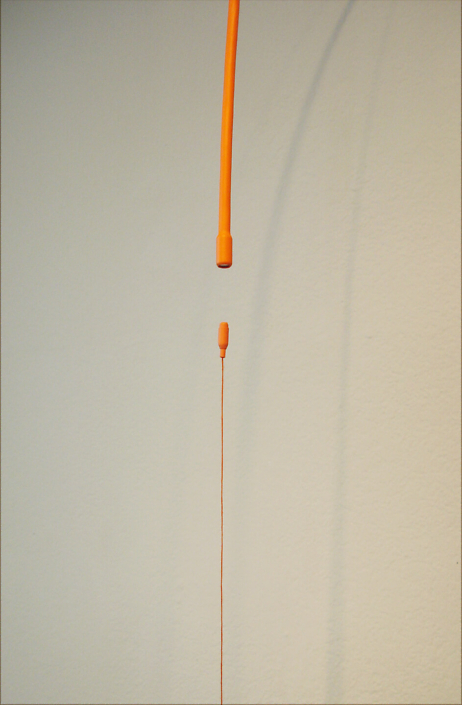Julianne Swartz - Long Orange Embrace (detail), 2006, magnets, thread, plastic, hardware, 70 by 15 inches