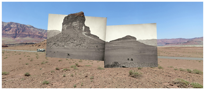 Mark Klett with Byron Wolfe - Rock formations on the road to Lee's Ferry, AZ, 2008, digital inkjet print, 36 by 76 inches