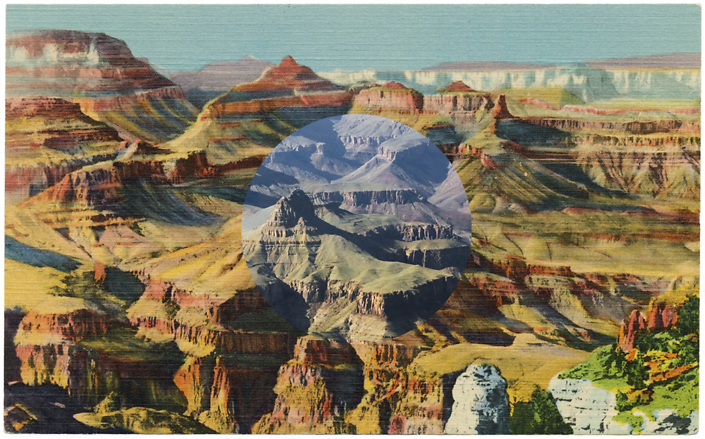 Mark Klett with Byron Wolfe - Near Moran Point, Grand Canyon, Arizona, 2012, inkjet print, 3.5 by 5.5 inches