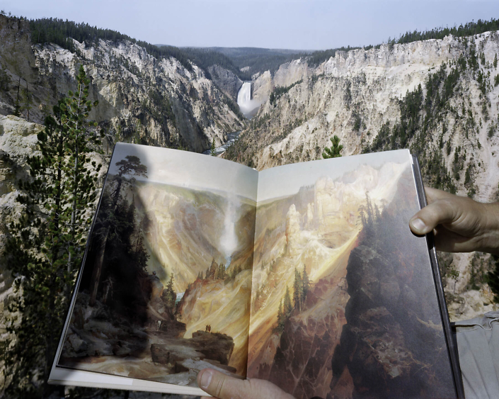 Mark Klett - Viewing Thomas Moran at the source, Artist's Point, Yellowstone, 8/3/00, 2000, pigment inkjet print, 20 by 24 inches