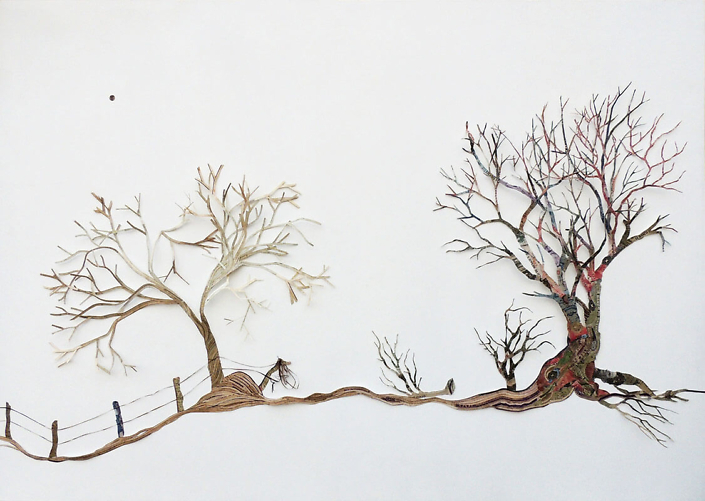 Máximo González - Yo Era Ese Arbol (I Was That Tree)(SOLD), 2016, collage: out-of-circulation currency, 35 by 49 inches