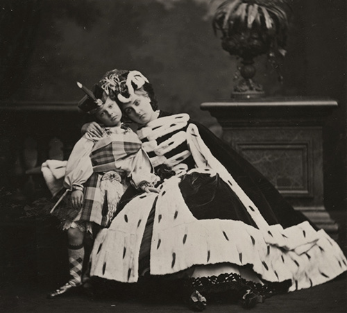 Pierre Louis Pierson - Countess de Castiglione and Her Son, 1860s/1930s, silver print, 3.25 by 3.5 inches, 11.5 by 9.5 inches framed