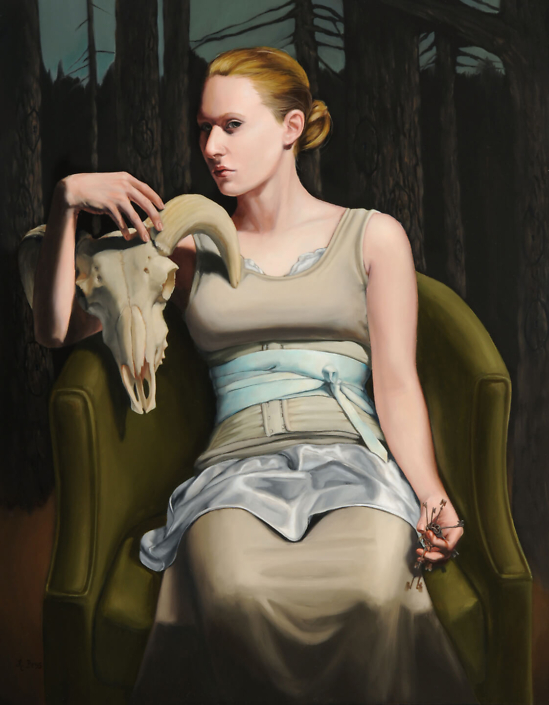 Rachel Bess - Gatekeeper to History, 2011, oil on panel, 14 by 11 inches