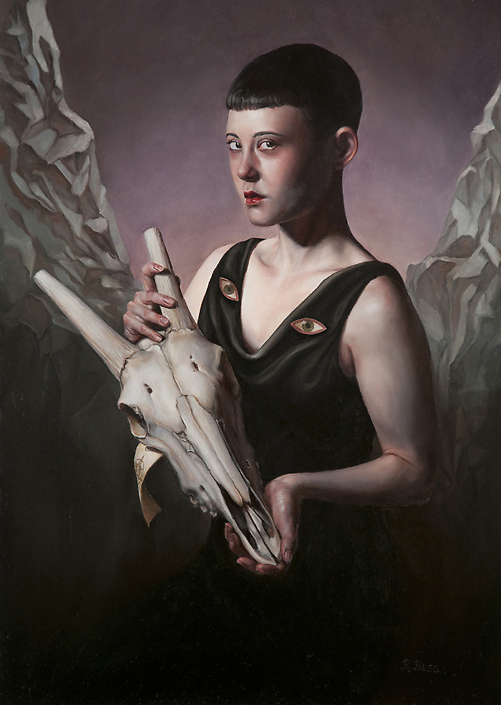Rachel Bess - I'm Here to Guide You Home, 2018, oil on Dibond, 14 by 10 inches / 17.5 by 13.5 inches framed