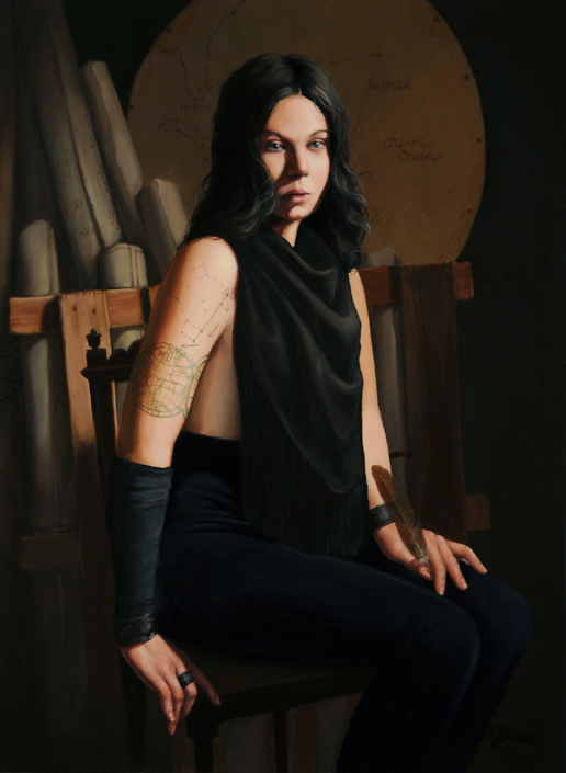Rachel Bess - Mapmaker of Forbidden Places, 2012, oil on panel, 8 by 6 inches