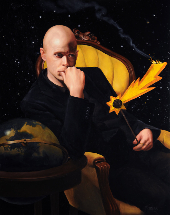 Rachel Bess - Meteor! (SOLD), 2013, oil on panel, 10 by 8 inches, 15.25 by 13.25 inches framed