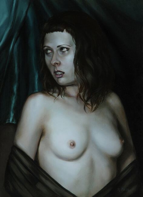 Rachel Bess - Midnight Surprise, 2015, oil on panel, 8 by 6 inches