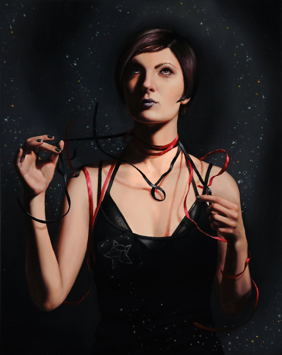 Rachel Bess - Sister of Mercy in Ribbons, 2011, oil on panel, 10 by 8 inches