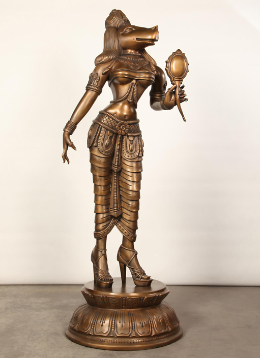 Siri Devi Khandavilli - Darpana Sundari, 2014, bronze, 80 by 30 by 30 inches