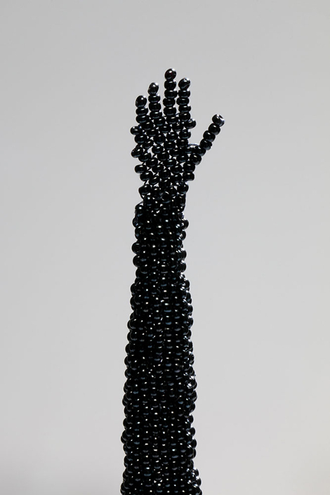 Sonya Clark - Reach 2 (detail) (SOLD), 2017, glass beads, 27.5 by 3.5 by 3.5 inches