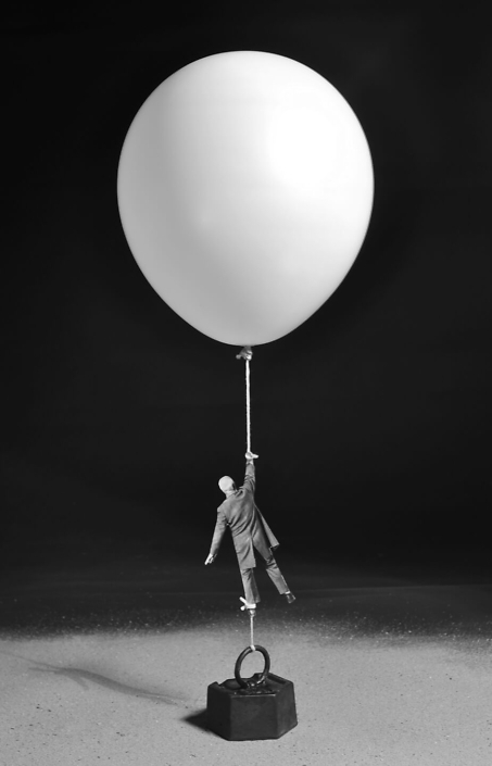 Gilbert Garcin - 438 - Icare contrecarré (Icarus thwarted), 2012, gelatin silver print,12 by 8 inches, 16 by 12 inches, or 24 x 20 inches