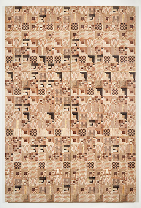 Ato Ribeiro - Home Coming 3 (SOLD), 2018, repurposed wood, wood glue, 72 by 48 by 1.25 inches
