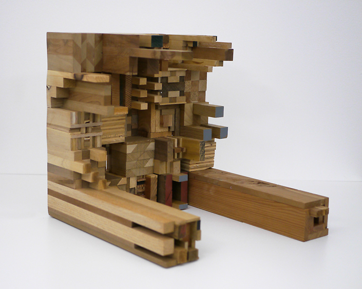 Ato Ribeiro - What a Preventer of Life-Loss (detail), 2020, repurposed wood, wood glue, 15.25 by 15.25 by 18.25 inches