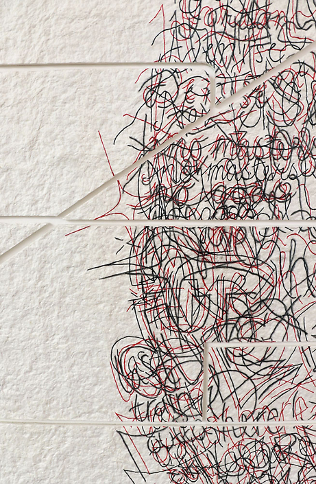 Ben Durham - Ashley (Graffiti Map) (detail), 2022, ink and graphite on cut handmade paper, 68.5 x 53 inches framed