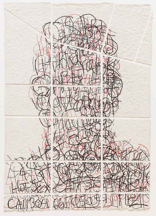 Ben Durham - Untitled 11 (Graffiti Map) (SOLD), 2011, ink and graphite on cut handmade paper, 28 x 20 inches unframed