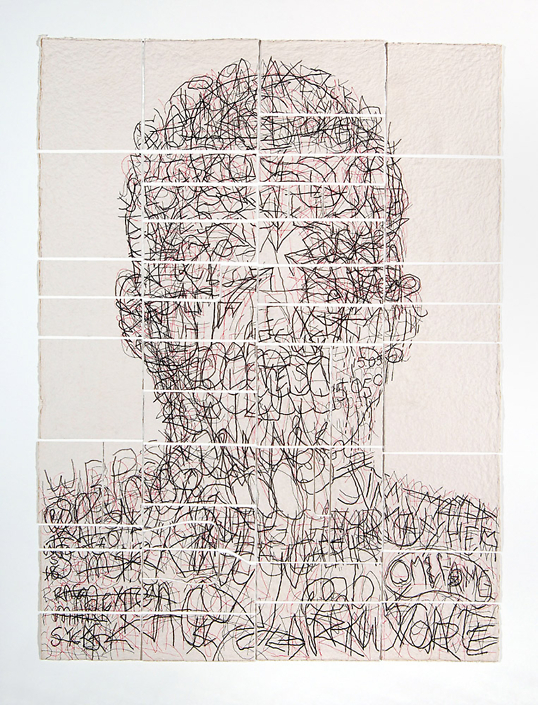 Ben Durham - Kris (Graffiti Map) (SOLD), 2011, ink and graphite on cut handmade paper, 60 by 45 inches unframed
