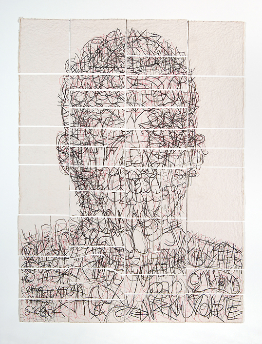 Ben Durham - Kris (Graffiti Map) (SOLD), 2011, ink and graphite on cut handmade paper, 70 x 53.3 inches framed