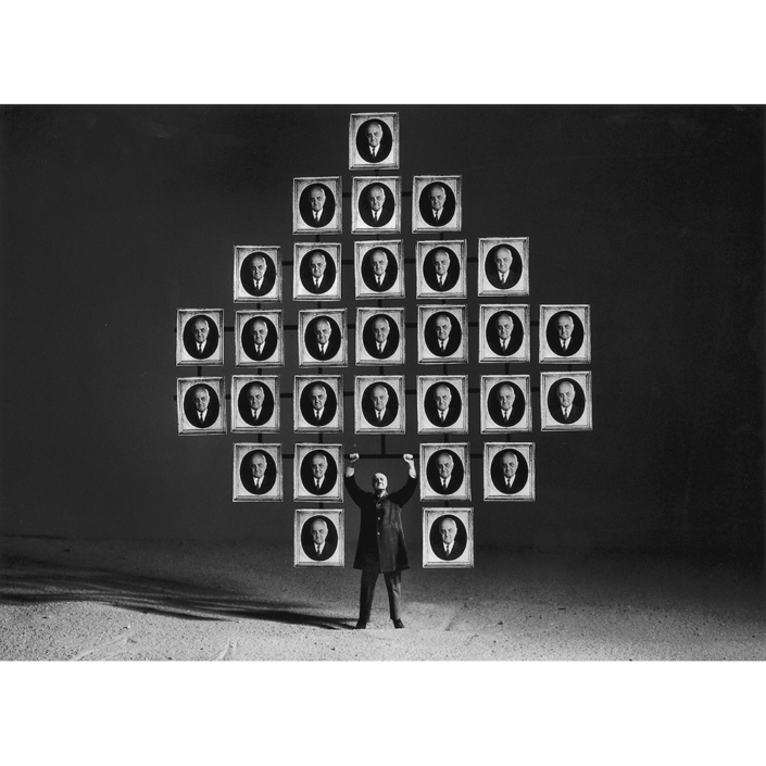 Gilbert Garcin - 53 - Le paon (The peacock), 1997, gelatin silver print, 12 by 8 inches, 16 by 12 inches, or 24 by 20 inches