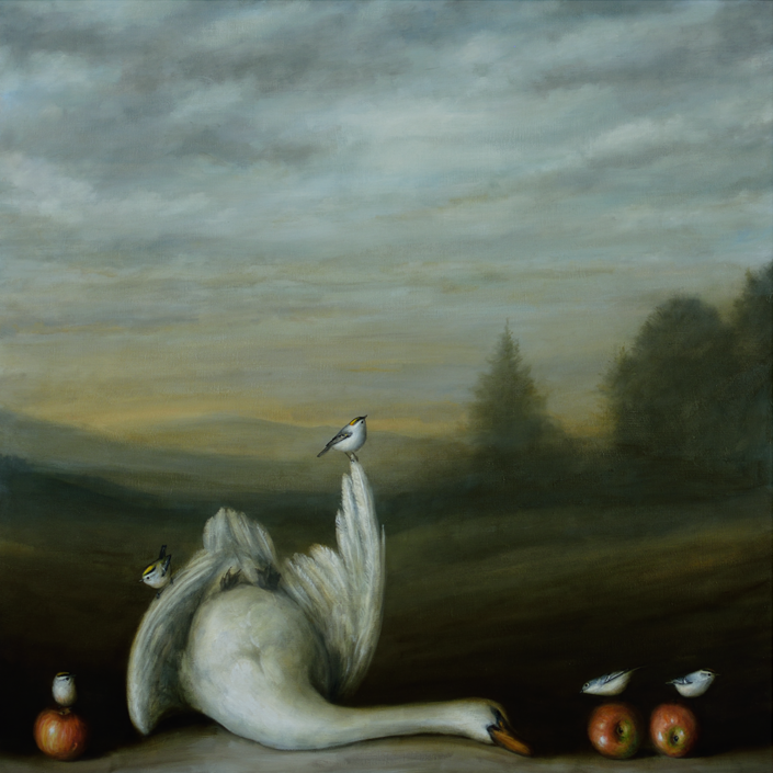 David Kroll - Landscape (Swan) (SOLD), 2020, oil on linen, 40 by 40 inches