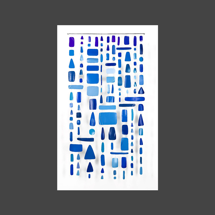 Matt Magee - Blue State Hanger, 2020, detergent bottles, wire, 72 x 36 x 4.5 inches