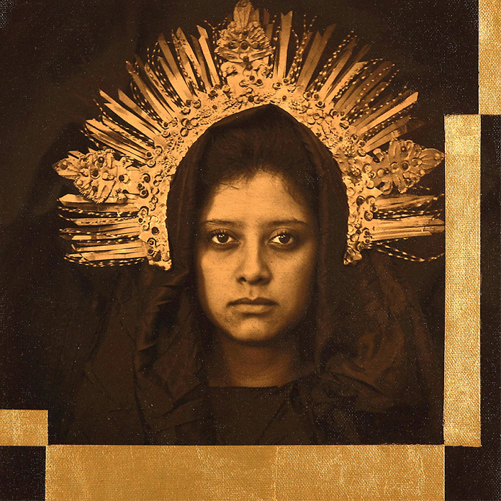 Luis González Palma - Mobius (Virginal), 2019, photograph on canvas, gold leaf, Judea Bitumen, 11.75 by 11.75 inches unframed, edition of 5