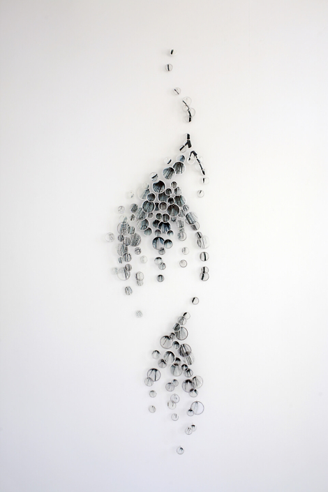Alan Bur Johnson - Pulse 4, 2010, 124 photographic transparencies, metal frames, dissection pins, 67 by 17.5 by 2 inches