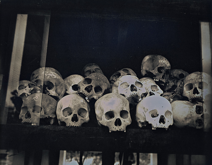 Binh Danh - Skulls at Choeung Ek Genocidal Center, 2017, daguerreotype (exposed from an enlarger), 8 by 10 inches / 13 by 14.75 inches framed, edition of 3