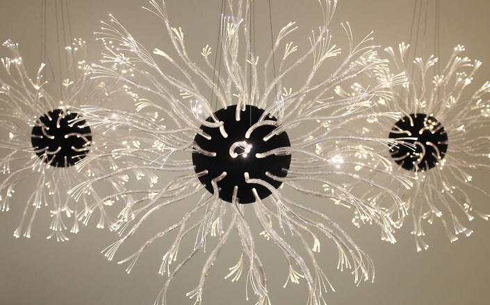 Bruce Munro - Eden Blooms (detail), 2015, mixed media (optical fibre, steel, acrylic, sintered nylon, light source), 36 inch diameter each
