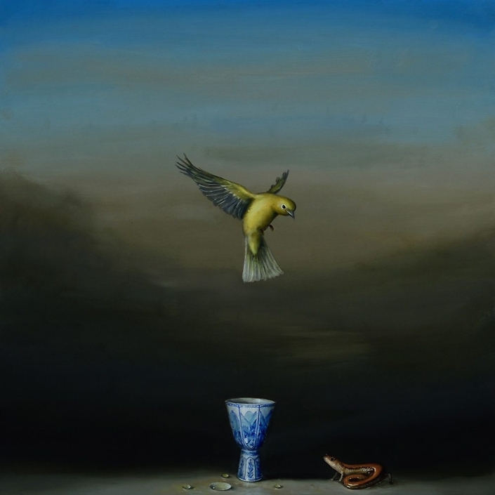 David Kroll - Blue Cup (SOLD), 2017, oil on panel, 20 by 20 inches