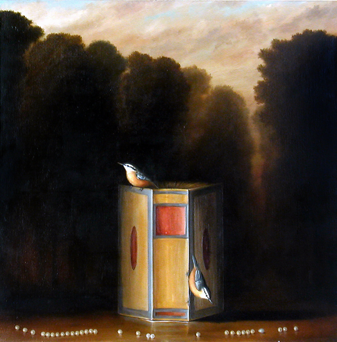 David Kroll - Book and Pearls (SOLD), 2003, oil on linen, 29 x 29 inches