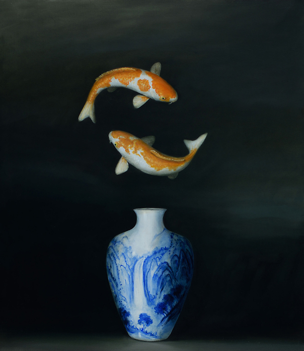 David Kroll - Still Life (Koi and Vase) (SOLD), 2021, oil on linen, 32 x 28 inches