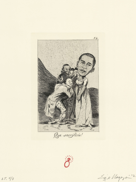 Enrique Chagoya - Recurrent Goya (Suite of 8 prints) (detail), 2012, intaglio with letterpress, 14.5 by 11 inches each, edition of 8