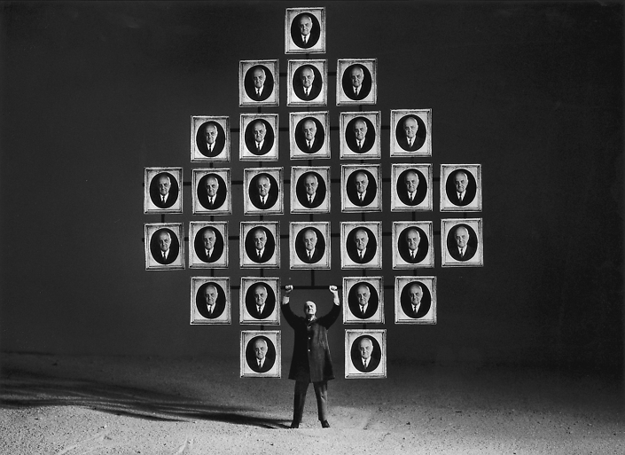 Gilbert Garcin - 53 - Le paon (The peacock), 1997, gelatin silver print, 12 by 8 inches, 16 by 12 inches, or 24 by 20 inches