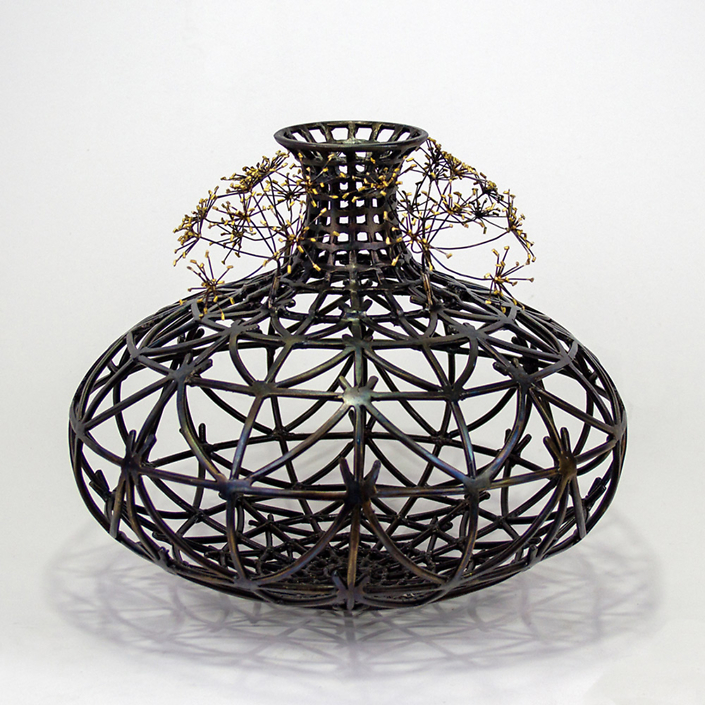 Kim Cridler - Cache (SOLD), 2023, steel, silver, 22k gold, 9.5 x 11 x 11 inches