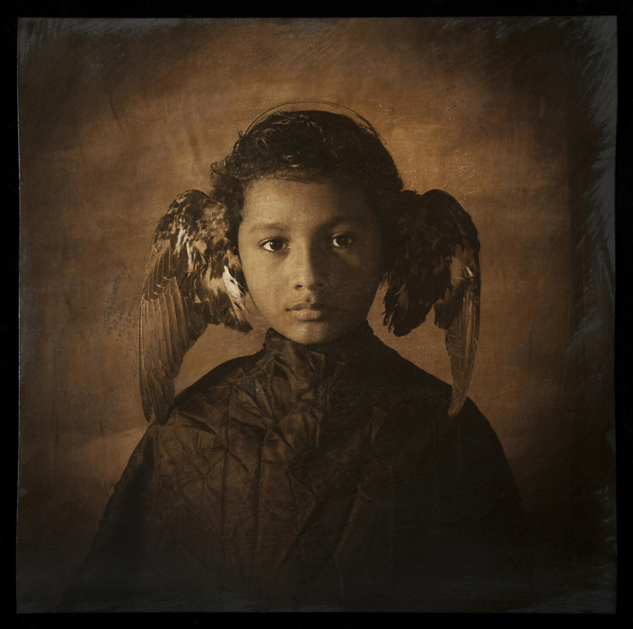 Luis González Palma - Joven Alado, 2011, hand-painted photograph on Hahnemuhle watercolor paper, 36" x 36", edition of 7