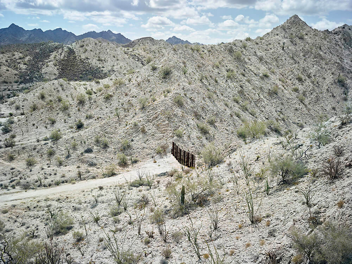 Mark Klett - Fence separating the US/Mexico border south of the Gila Mountains, May 2015, 2015, pigment print, edition of 20, Available in three sizes: 23 by 30.6 inches, 35 by 46.5 inches, and 43 by 57 inches