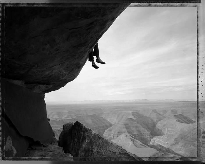 Mark Klett - Contemplating the View at Muley Point, Utah, 5/13/94, 2002, gelatin silver print, 30 by 40 inches