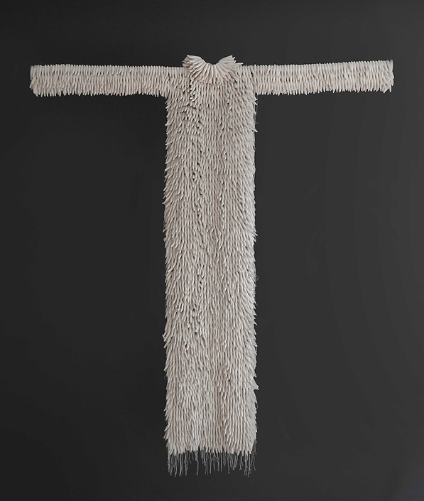 Xawery Wolski - Untitled (Vestido Blanco/White Dress) (SOLD), 2017, terracotta, 65 by 59 by 6 inches