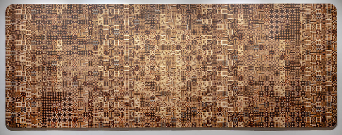 Ato Ribeiro - DUBle Up, 2023, repurposed wood, wood glue, 72" x 92"