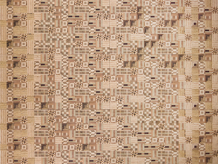Ato Ribeiro - Home Away From Home 3, 2017, repurposed wood, wood glue, 72 by 96 by 1.25 inches