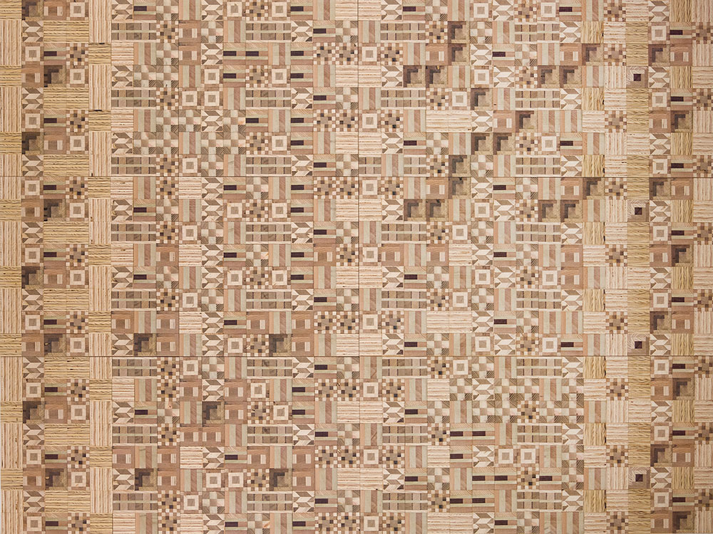 Ato Ribeiro - Home Away From Home 3, 2017, repurposed wood, wood glue, 72 by 96 by 1.25 inches