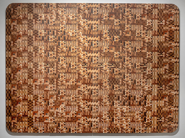 Ato Ribeiro - Home Away From Home #6, 2023, repurposed wood, wood glue, 72" x 96"